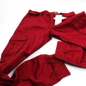 Red LR Scoop Joggers in Men